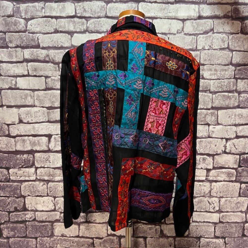 Chico's NWT Black, Purple, Red & Turquoise Button Down Jacket Size XL - Picture 5 of 8